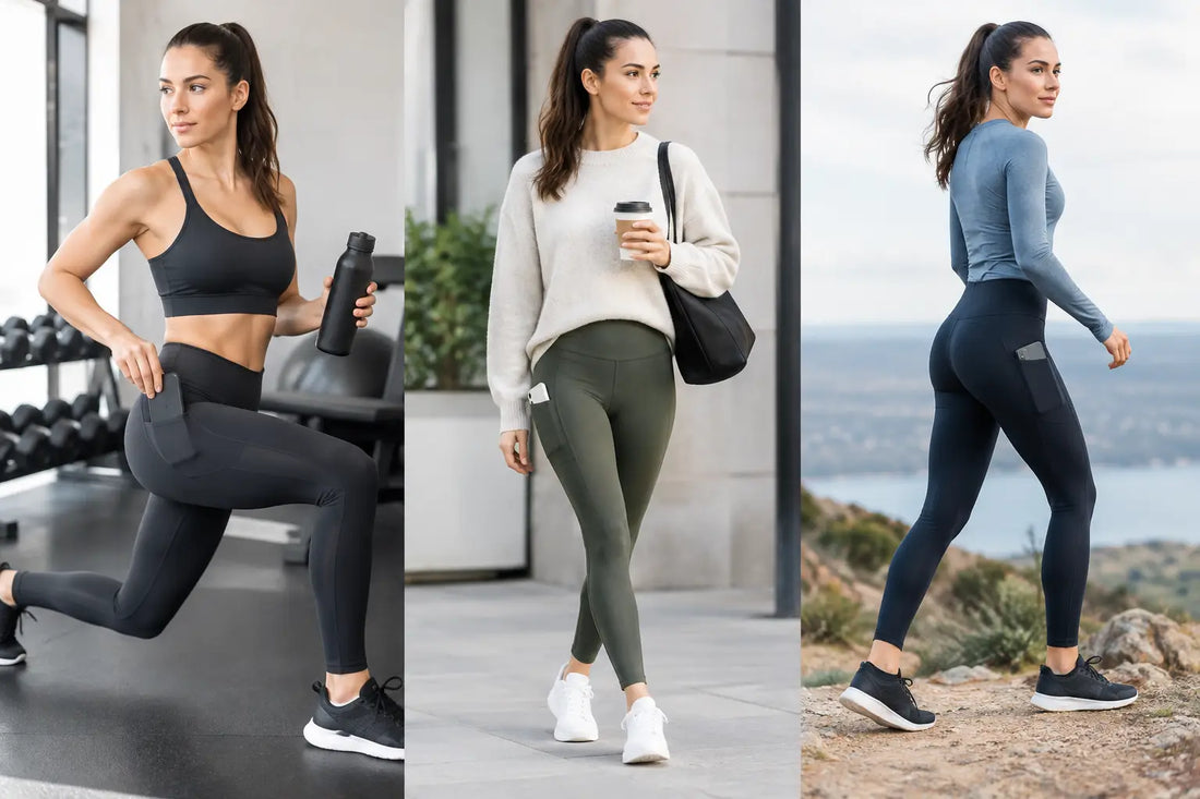 Tights med fickor för gym, vardag och rörelse