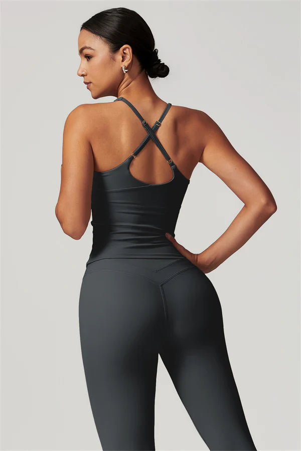 Enigma Cross Back Top - Grå
