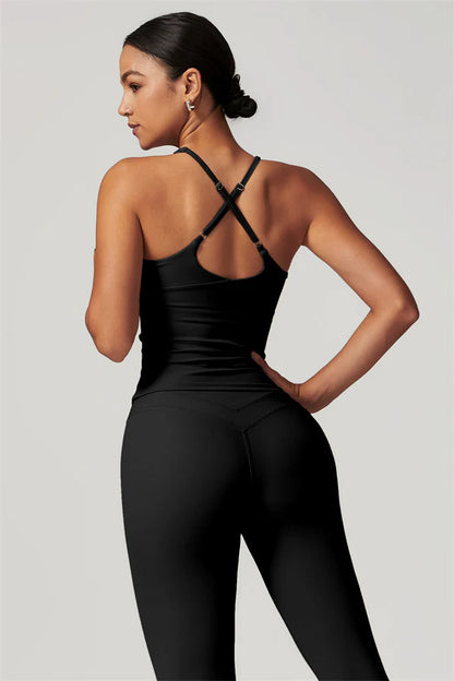 Enigma Cross Back Top - Svart