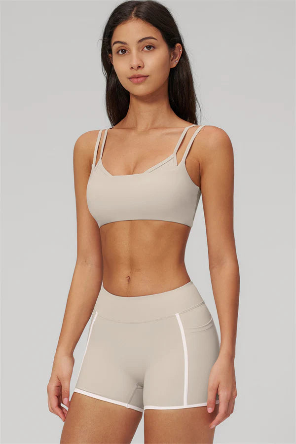 Clarity Dual Strap Sports Bra - Camel