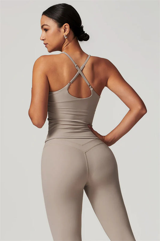 Enigma Cross Back Top - Camel