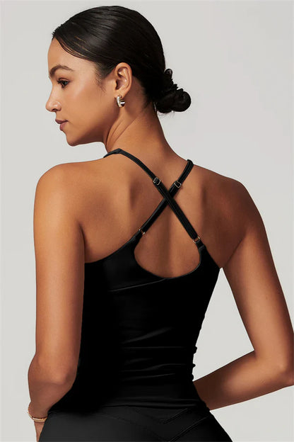 Enigma Cross Back Top - Svart